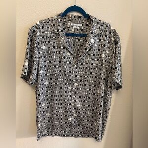 Zara Men's Black and White Geometric Shirt